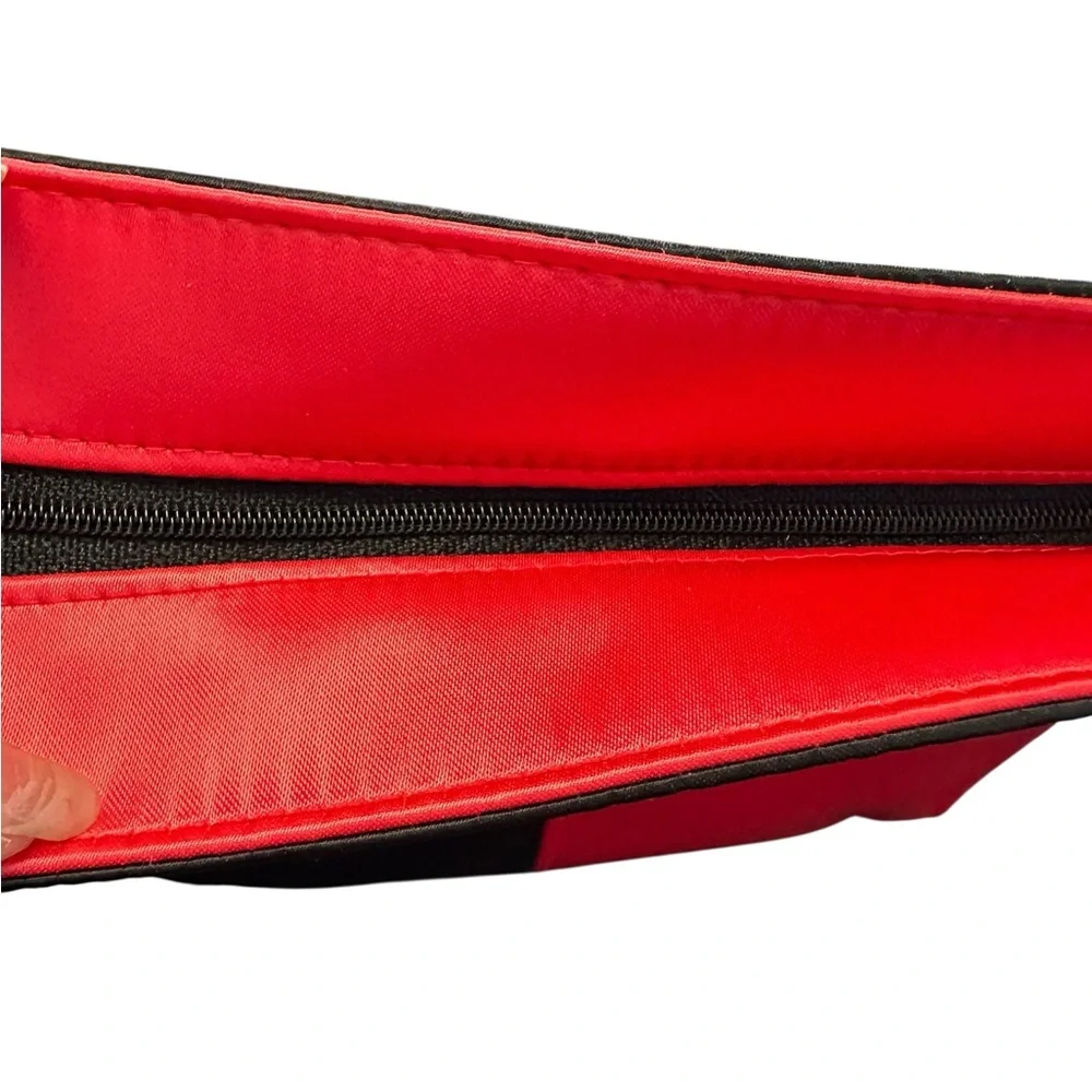 Vintage YSL Yves Saint Laurent Parfum Zip Pouch Clutch Red/Black Gold Heart chrm